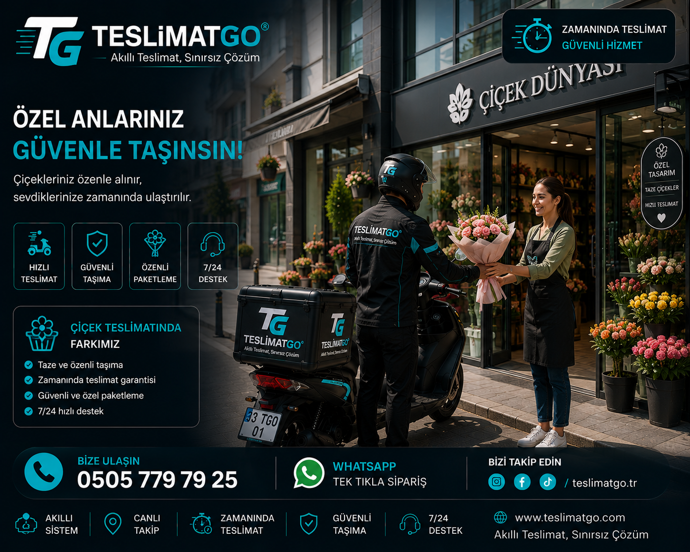 Çiçekçi kurye teslimatı